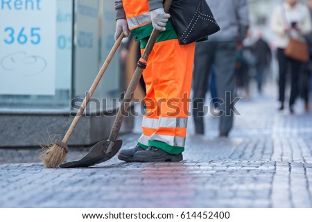 Cleaner on Wenceslas Square in Prague
