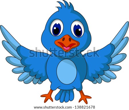 Cute Blue Bird Cartoon Flying Stock Illustration 133857242 - Shutterstock