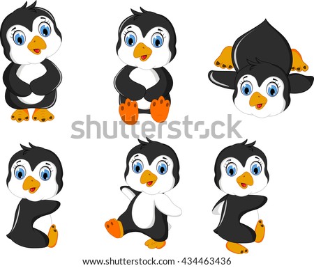  Baby  Penguins  Cartoon  Set Character Stock Vector 434463436 