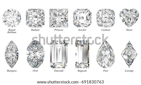 Twelve Most Popular Diamond Cut Shapes Stock Illustration 691830763 ...