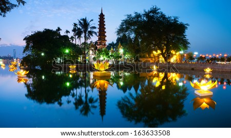 Tran Quoc pagoda in the full-moon day. Hanoi, Vietnam