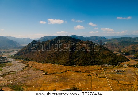 Patchwork rice field in Mai Chau, Hoa Binh province, Vietnam