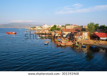 A rural village near the river in Quy Nhon city, Binh Dinh, Vietnam