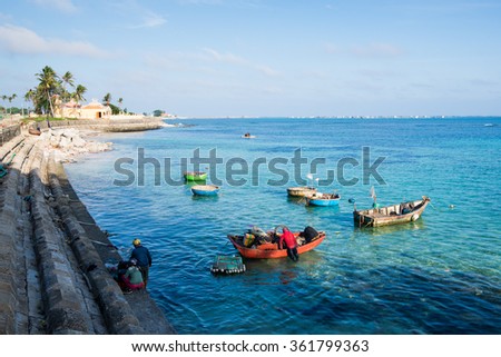 LYSON, VIETNAM - JANUARY 4, 2016: Beautiful seascape in Ly Son island in Quang Ngai, Vietnam.