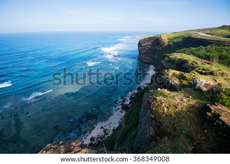 Beautiful landscape with rock and beach in Lyson island, Quang Ngai, Vietnam