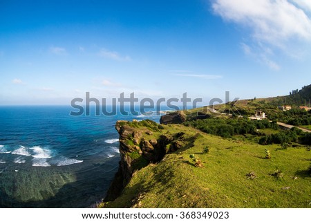 Beautiful landscape with rock and beach in Lyson island, Quang Ngai, Vietnam