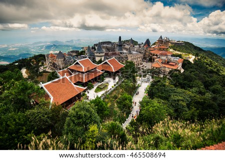 Da Nang, Vietnam - August 7, 2016:Ba Na Hills Mountain Resort, the multi-level complex filled with amusement rides, attractions, restaurants, roller skating...
