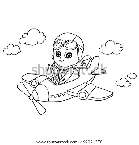 Man Flying Plane Cartoon Stock Vector 62224609 - Shutterstock