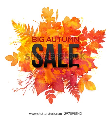 Watercolor autumn foliage vector sale banner