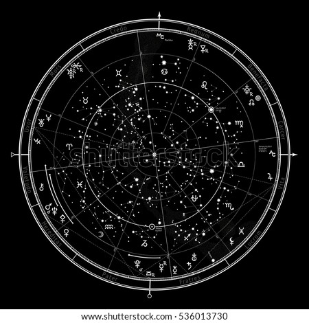 Celestial Map Night Sky Astronomical Chart Stock Vector 71456929 ...