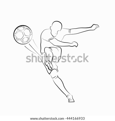 Football Soccer Player Kicking Ball Line Stock Vector 444166933 ...