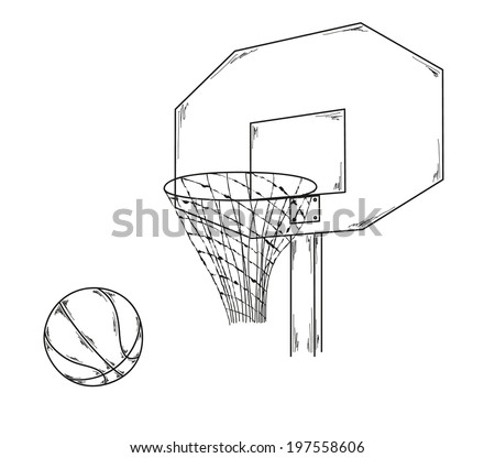 Vector Basketball Ball Net Sketch Stock Vector 197558606 - Shutterstock