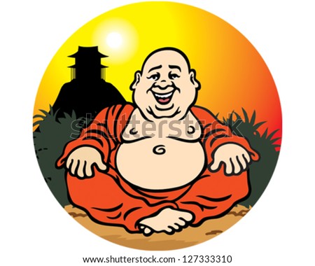 Laughing Buddha Huge Belly Sack Gold Stock Vector 41381572 - Shutterstock