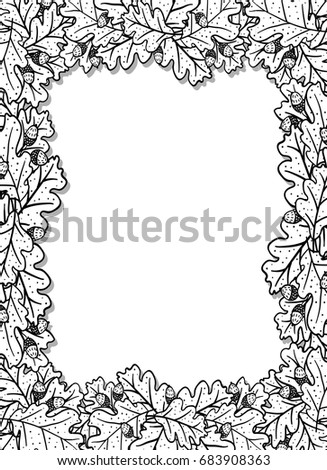 Vertical Decorative Frame Oak Leaves Acorns Stock Vector 683908363 ...