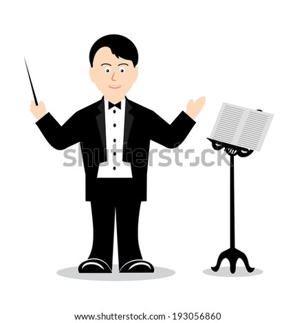 drawing cheerful conductor - stock vector