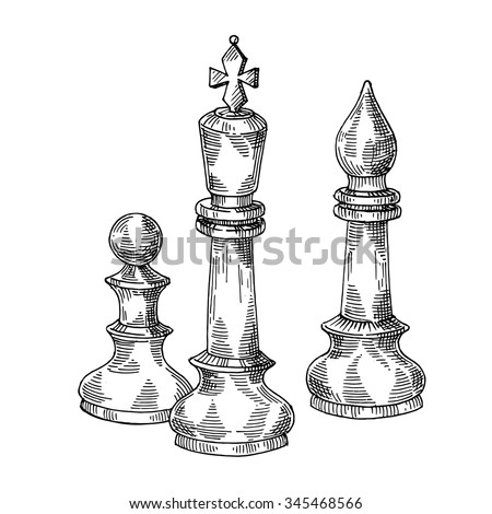 Game Chess Chess Piecesvector Hand Drawing Stock Vector 345468566