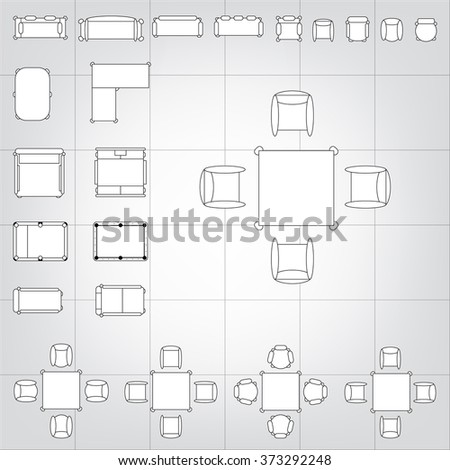 Living Room Furniture Top View Collection Stock Illustration 357930890 ...