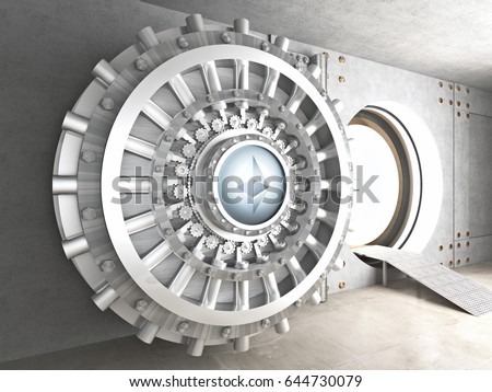 crypto currency concept bank ethereum vault door 3d rendering image