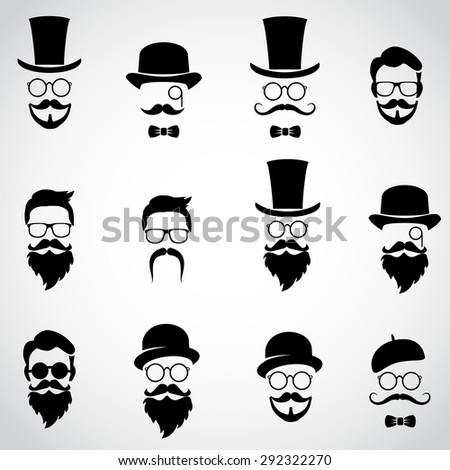 Retro Vintage Gentleman Set Collection Diverse Stock Vector 292322900 ...