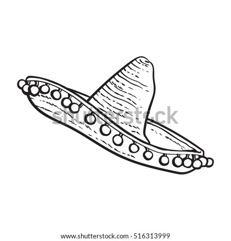 Traditional Mexican Wide Brimmed Sombrero Hat Stock Vector 516313999
