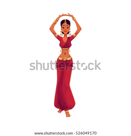 Indian Dancers Traditional Costumes Cartoon Vector Stock Vector