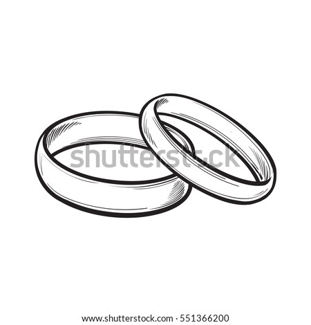 Pair Traditional Golden Wedding Rings Sketch Stock Vector 551366200