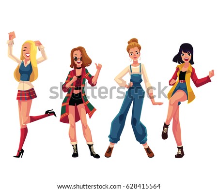 People 1980s Eighties Style Clothes Dancing Stock Vector 623055356 ...