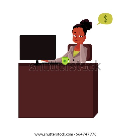 Black African American Businesswoman Secretary Working Stock Vector ...