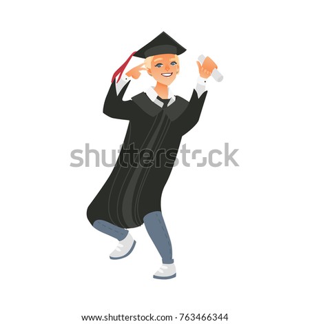 Cartoon College Graduate Vector Illustration Simple Stock Vector ...