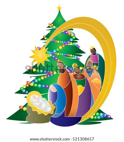 Joseph Palm Trees Nativity Christmas Holy Family Wisemen