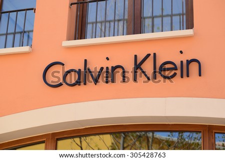 MALLORCA - JULY 31, 2015: Calvin Klein Store in Festival park outlet village in Mallorca. Calvin Klein Inc. is an American fashion house founded by the fashion designer Calvin Klein.
