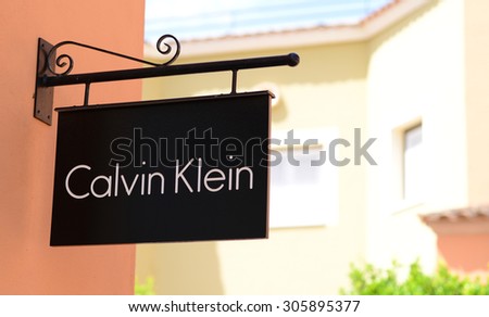 MALLORCA - JULY 31, 2015: Calvin Klein Store in Festival park outlet village in Mallorca. Calvin Klein Inc. is an American fashion house founded by the fashion designer Calvin Klein.