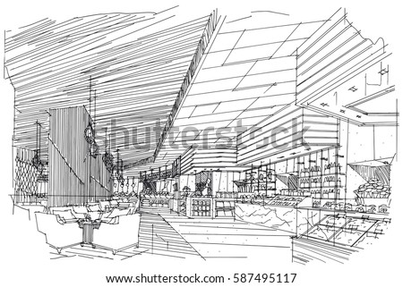 sketch streaks all day restaurant black and white interior design vector sketch - Interior Design Sketches sketch streaks all day restaurant black and white interior design vector sketch - Interior Design Sketches