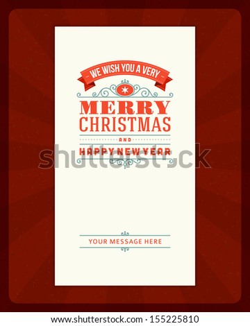 Merry Christmas invitation card ornament decoration background. Vector illustration Eps 10.. Happy new year message.