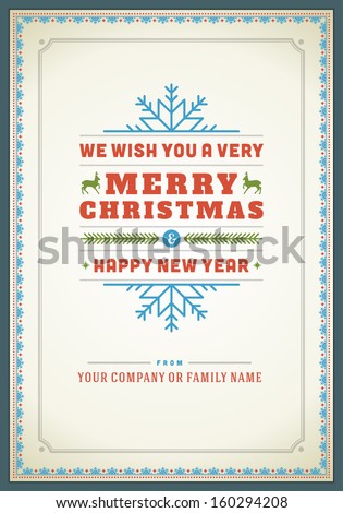 Christmas postcard ornament decoration background. Vector illustration Eps 10. Happy new year message, Happy holidays wish.