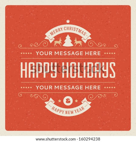 Christmas postcard ornament decoration background. Vector illustration Eps 10. Happy new year message, Happy holidays wish.