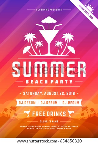 retro summer party design poster flyer stock vector 654650320 summer bbq flyer templates chalkboard sun