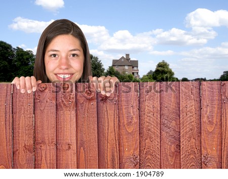 https://thumb1.shutterstock.com/display_pic_with_logo/1294/1294,1159273503,4/stock-photo-beautiful-girl-over-a-fence-with-a-house-in-the-background-1904789.jpg