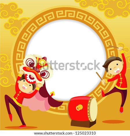 Chinese new year greeting card /Lion Dance