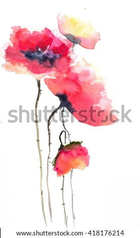 Watercolor Poppies Stock Images, Royalty-Free Images & Vectors ...