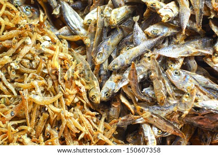 Dry fish in the market