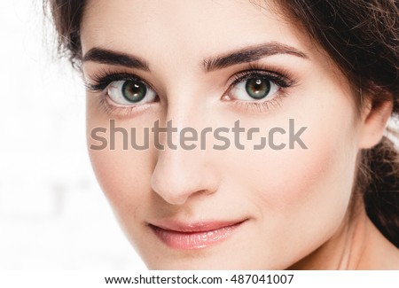 Beautiful eyes woman portrait face studio isolated on white