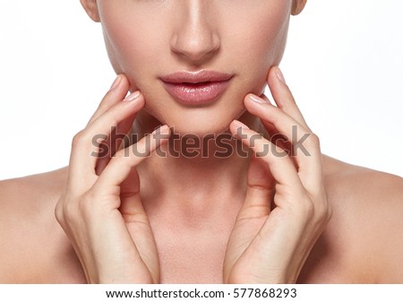 https://thumb1.shutterstock.com/display_pic_with_logo/1306012/577868293/stock-photo-woman-lips-nose-nature-skin-hand-in-chin-577868293.jpg