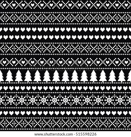 Black White Seamless Christmas Pattern Card Stock Vector 515598226 ...
