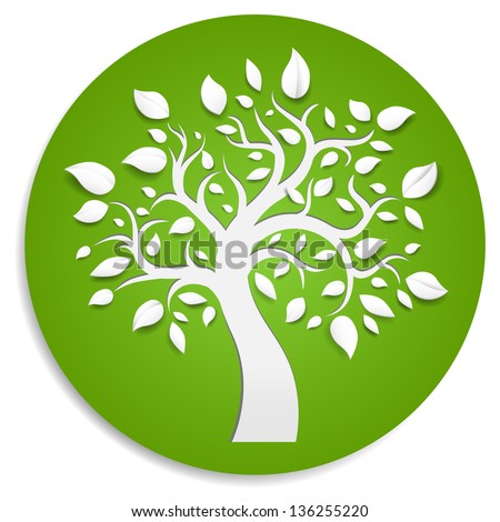 Abstract tree on green background.