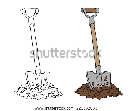 Drawing Shovel Tool Gardening Work Ground Stock Vector (Royalty Free