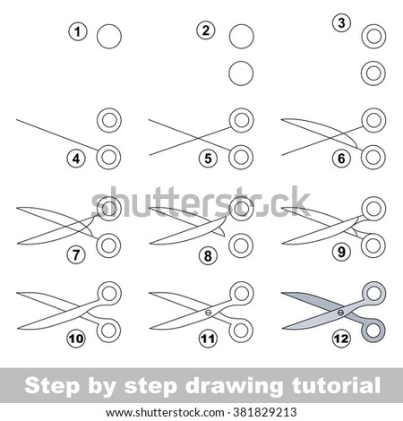 Metal Scissors Step By Step Drawing Stock Vector (Royalty Free