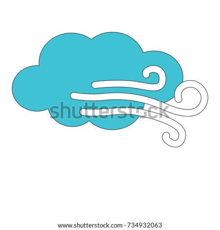 Windy Weather Cartoon Outlined Illustration Thin Stock Vector 734932063