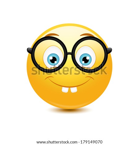 Cute Smiling Emoticon Wearing Eyeglasses Emoji Stock Vector 433259617 ...