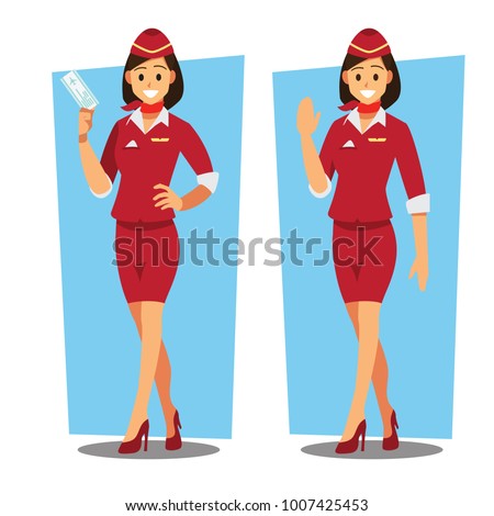 flying attendants ,air hostess , Vector illustration cartoon character